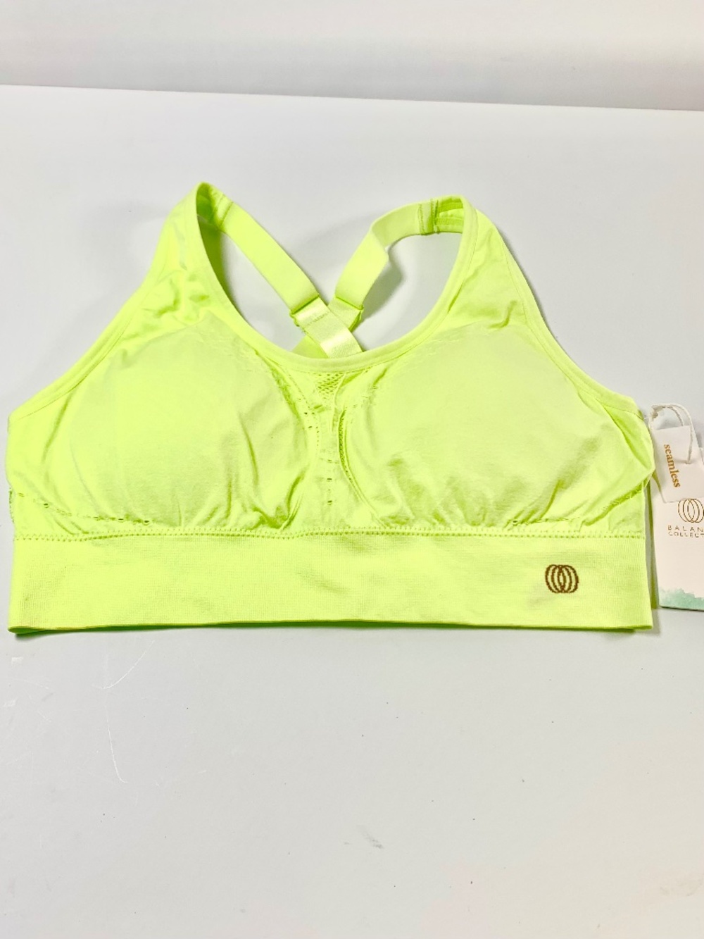 Balance Collection Bra Lime Green Crisscross Seamless Sports Athletic Breathable